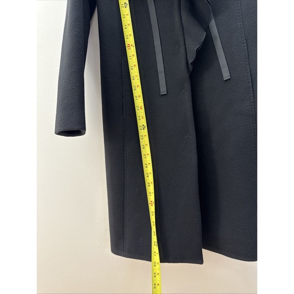 Elie Tahari Woman's Black 100% wool ruffle front Coat Size X-Small - Picture 11 of 16